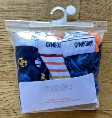 Roupa íntima masculina Gymboree XS (tamanho 4) pacote com 3 listras esportivas nova com etiquetas - Imagem 1 de 4