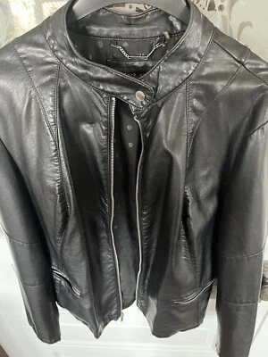 Chaqueta vintage de imitación de cuero negra con cremallera XL  Foto 1 de 4