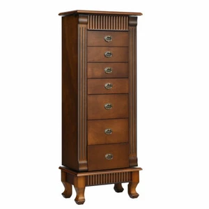 Wooden Jewelry Cabinet Armoire Box Storage Chest Stand Hidden Mirror Christmas - Picture 1 of 8