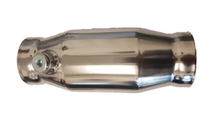 2" STAINLESS STEEL BULLET CAT CONVERTER WITH O2 BUNG - 100 CELL HIGH FLOW - Picture 1 of 2