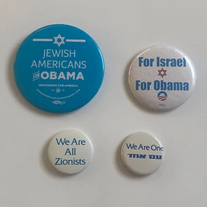 Four Jewish Americans for Barack Obama Pro-Israel Zionists Jewish Button Set - Picture 1 of 9