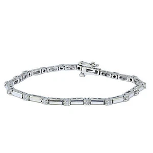 Pulseras de tenis de diamantes naturales con certificación de 1,00 quilates en oro blanco de 14 quilates. - Imagen 1 de 12