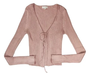 Ultra Flirt Ribbed Knit Flyaway Style Open Front Lightweight Sweater M NWT Rose - Picture 1 of 1