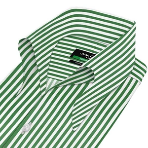 Herrenhemd hoch offen Button-Down Kragen 100 % Baumwolle Englisch adrett grün gestreift - Bild 1 von 5