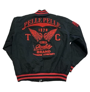 Y2K PELLE PELLE BLACK RED LETTERMAN VARSITY JACKET COAT SZ XL H15 - Picture 1 of 5