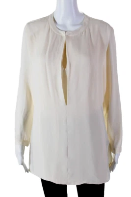 Blusa de seda para mujer HALSTON Heritage manga larga semi transparente beige talla 6 Foto 1 de 4