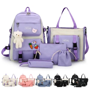 5pcs Backpack Set for School Teens Girls Daypack Cute Trendy Large Shoulder Bag - Picture 1 of 72