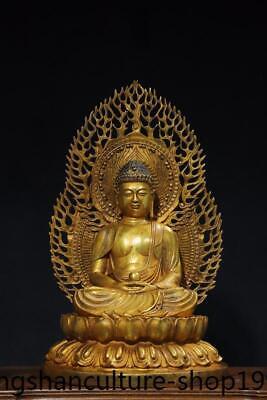 16 Tibet Ancient Temple Bronze Gilt Sakyamuni Shakyamuni Tathagata Buddha Statue • 580.50£