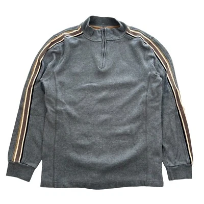 Suéter Pullover Marca Basic Editions Rayas Cuarto Cremallera Talla Mediana Patinador y2k Foto 1 de 4