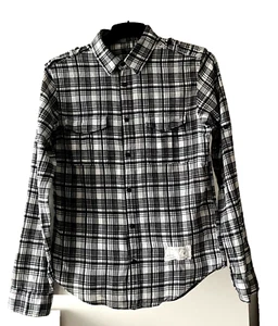 All Saints Lightweight Grey/White Blend Checked Shirt With Adjustable Sleeves M - Picture 1 of 13