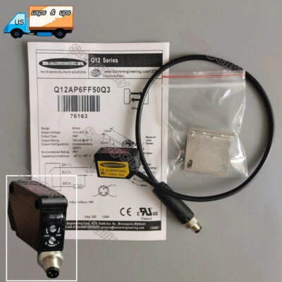 For Banner Q12AP6FF50Q3 Square Photoelectric Sensor Switch 10-30VDC 100mA 76163