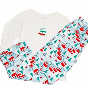 GH-Garnet Hill, 10Y, l/s cotton knit 2 pc pj (Trails Lodge Ski Lift) - Picture 1 of 1