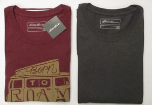 EDDIE BAUER 2-PACK SIZES XL XXL 3XL GRAPHIC & CREW RED BLUE GRAY T SHIRTS NWT - Picture 1 of 36