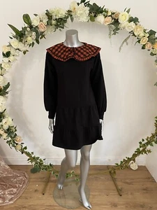 Vestido tipo jersey romance violeta talla 8 y 12 negro con cuello de guinga en capas JS22 - Imagen 1 de 12