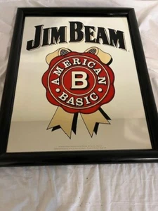 Vintage Jim Beam Bourbon American Basic Bar Mirror Sign Decor 16”x20” - Picture 1 of 6