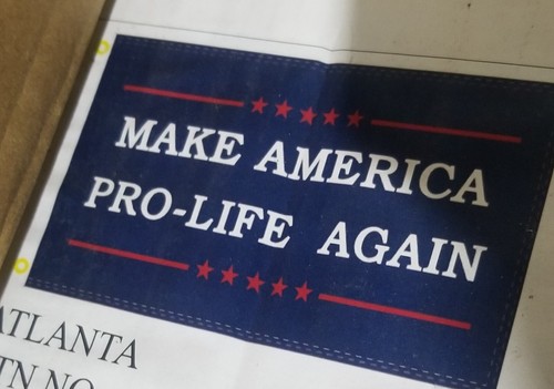 Bandiera Nylon 100D Bandiera "Unborn Lives Matter" Pro Life USA 3x5 Piedi - Tessuto Poliestere Nylon, Blu E Rosso Scritta Liberty