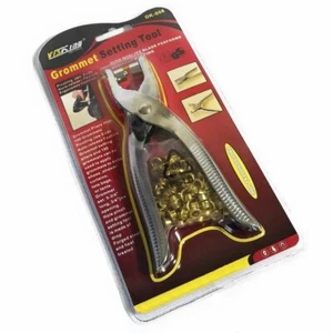 Eyelet Pliers Tool Kit + 100pcs Brass Gold Eyelets GROMMET SETTING TOOL PLIER  - Picture 1 of 4