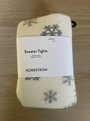 Medias Suéter Nordstrom Talla MED (4-6) Marfil con Copos de Nieve Plata Brillante Foto 1 de 3