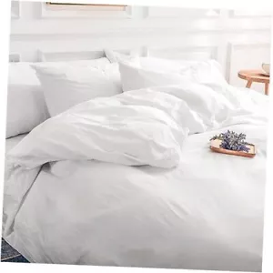 Cotton Duvet Cover Queen Size Organic Natural Linen Queen (90" x 90") White - Picture 1 of 7