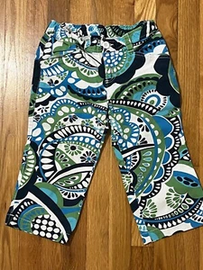GAP Girls Sz 12 Green White Blue Capri Pants Adjustable Waist - Picture 1 of 5