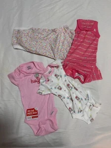 Gerber Baby Girls 4-Pack Short Sleeve Bodysuits 0-3M Cotton Pink Owl Print 39-32 - Picture 1 of 7