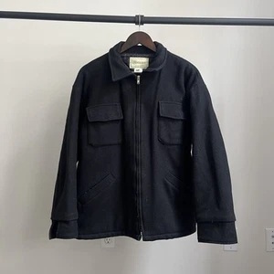 Vintage 80s Melton Wool Workwear Men’s Small USA Black Outdoor Jacket - Picture 1 of 6