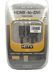 Belkin HDMI to DVI Video Cable 6ft 1080p High Def Adapter Cord Brand New Sealed - Picture 1 of 3