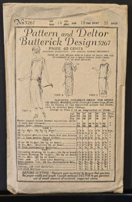 RARE Antique Butterick Pattern 5267, ca. 1920s, Misses Slip-Over One-Piece Dress - Image 1 of 4