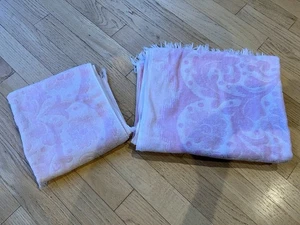 CL/2 VTG CANNON MONTICELLO BATH TOWELS/PINK/FRINGE/MCM/SCULPTED - Picture 1 of 10