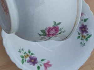 2 Schalen Servierschalen Obst Kekse Oliven Desser D=11/ 22 cm  weiß mit Goldrand - Bild 1 von 13