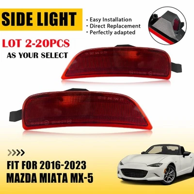 2-20X Carcasas de luz de marcador lateral para guardabarros para Mazda Miata MX-5 2016-2023 rojo Len V Foto 1 de 4