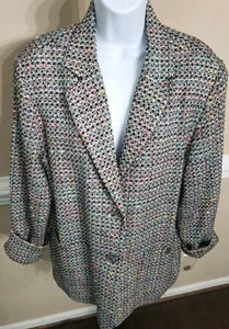 Appleseeds Plaid Tweed Two Button Blazer Women's size 18 Black Multi Lined NEW - Picture 1 of 17