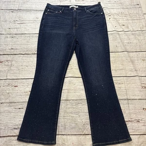 Jeans Rebecca Minkoff taglia 16 donna denim svasato scuro impreziosito da cristalli - Foto 1 di 8