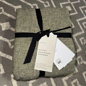 West Elm European Flax Linen Mini Waffle Duvet, Size King/cali king - Picture 1 of 3