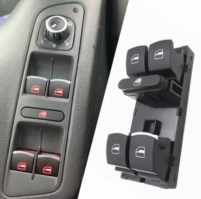 PULSANTIERA ALZA CRISTALLI FINESTRINI LATO GUIDA per VW GOLF 5-6-PLUS SKODA SEAT - Immagine 1 di 4