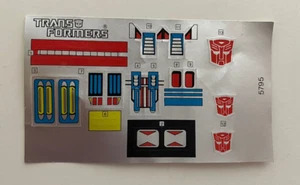 Vintage Transformers G1 Ultra Magnus Sticker Decal Sheet Only Original 5795 - Picture 1 of 2