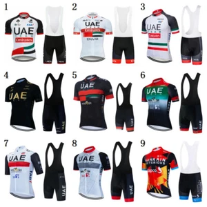 Men UAE Team Racing Cycling Jersey Set Bicycle Short Sleeve Gel Bib Shorts Kit - Picture 1 of 36