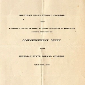 1902 Michigan State Normal College Commencement Week Invitation Program Schedule - Picture 1 of 6