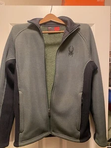 Spyder Jacket Men's Medium Fleece Empire Full Zip Pockets Logo Jacket  Green (M) - Imagen 1 de 6