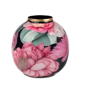 Dekovase ROSENGARTEN bauchig rund H. 20cm rosa gold aus Metall Formano F25 - Bild 1 von 2