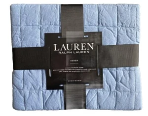 Lauren Ralph Lauren ASHER Blue Cotton Quilted European Euro Pillow Sham NWT - Picture 1 of 9