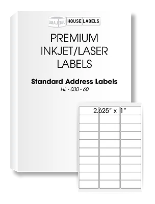 50 Sheets 1500 Labels FBA 1 x 2 5/8 Address Mailing Labels 30 UP 1 x 2.625 - Image 1 of 4