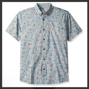 Rip Curl Button-Up Shirt Men's Large Blue Floral Collared Skate Surf Beach - Picture 1 of 6