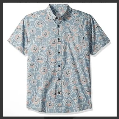 Rip Curl Button-Up Shirt Men's Large Blue Floral Collared Skate Surf Beach - Image 1 of 4
