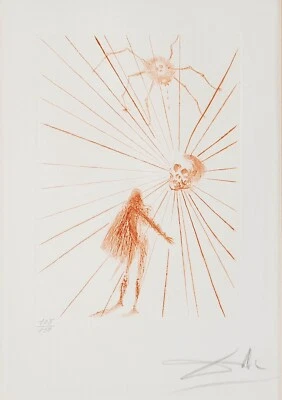 Salvador Dali : Hamlet Original Signed Etching Shakespeare Yorick Skull Spider - Image 1 of 4
