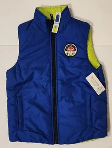 365 KIDS GARANIMALS Reversible Insulated Vest Boys Youth Sz 8 Blue & Neon Green - Picture 1 of 8