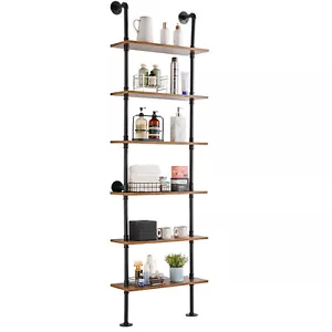 VEVOR Industrial Pipe Shelf 6 Tier 24x9.84in Wall-Mount for Kitchen Bedroom - Picture 1 of 12
