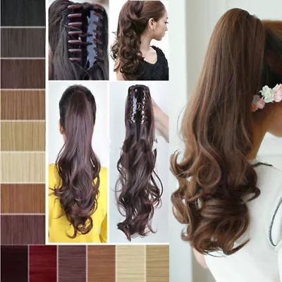 Real Thick Clip In Pony Tail Hair Extensions Claw Clip On Ponytail As Human US - Image 1 of 4