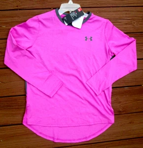 UNDER ARMOUR HEATGEAR TOP Pink Gray Loose Fit Cut Out Back, Girl's XL(Women's S) - Picture 1 of 8