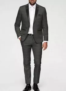 Conjunto de traje Bruno Banani para hombre chaqueta pantalones business boda gris cuadros esmoquin - Imagen 1 de 2